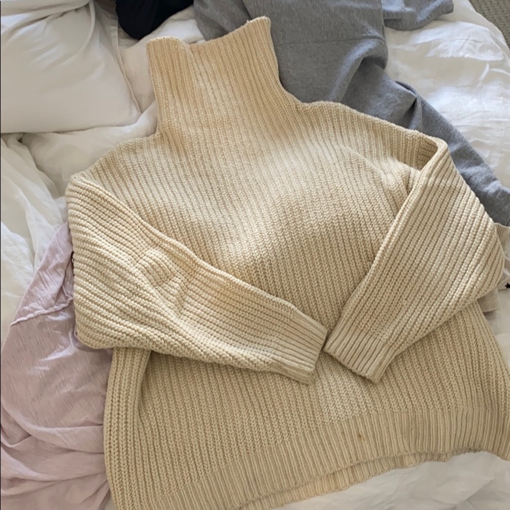 Free People Oversized Cream Tunic Sweater